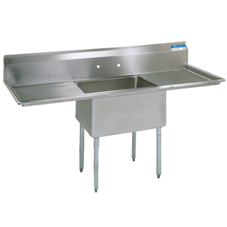 BK RESOURCES 25.8125 in W x 52 in L x Free Standing, Stainless Steel, One Compartment Sink BKS-1-1620-12-18T